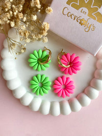 Pampilles APPOLINE rose fluo ou vert fluo - boucles d’oreilles interchangeables