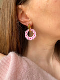 Pampilles ROSALIE rose pétale et framboise - boucles d’oreilles interchangeables