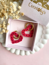 Pampilles ROSALIE COEUR blanc et jaune ou rouge et noir - boucles d’oreilles interchangeables