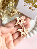 Pampilles DAPHNÉ étoile de mer beige et cuivré - boucles d’oreilles interchangeables