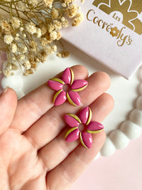 Pampilles TIARÉ rose tropical doré ou blanche dorée - boucles d’oreilles interchangeables
