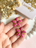 Pampilles TIARÉ rose tropical doré ou blanche dorée - boucles d’oreilles interchangeables