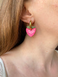 Pampilles fraise rose fluo SERENA - boucles d’oreilles interchangeable