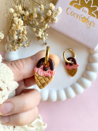 Pampilles SÉLIA petite glace pêche chocolat - boucles d’oreilles interchangeables