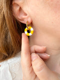Pampilles MAËLLE petite bouée jaune mangue ou caramel - boucles d’oreilles interchangeables