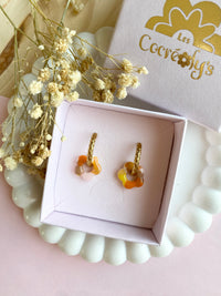 Pampilles FLORETTE marbré aux jolis tons chauds - boucles d’oreilles interchangeables