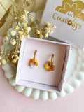 Pampilles FLORETTE marbré aux jolis tons chauds - boucles d’oreilles interchangeables
