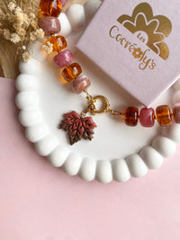 Charm's CALISTA feuille d'érable couleur terracotta pointe nacrée marron - charm's interchangeables