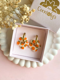 Pampilles FLORALIE réversibles écru oranges - boucles d’oreilles interchangeables