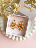 Pampilles FLORALIE réversibles écru oranges - boucles d’oreilles interchangeables