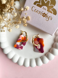Pampilles OXANA éclats de couleurs mandarine, litchi, coquille et fruits rouges - boucles d’oreilles interchangeables