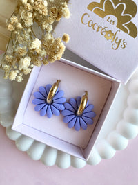 Pampilles APPOLINE bleu lavande ou beige éclats framboise intense bleu lavande - boucles d’oreilles interchangeables
