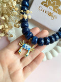 Charm's PACO petit crabe motifs fleuris bleu doré - charm's interchangeables