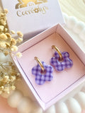 Pampilles FLORALIE réversibles vichy lilas - boucles d’oreilles interchangeables