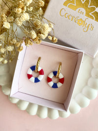 Pampilles MAËLLE petite bouée bleu blanc rouge - boucles d’oreilles interchangeables