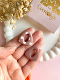 Pampilles AMBRE réversibles nude à pois beige - boucles d’oreilles interchangeables