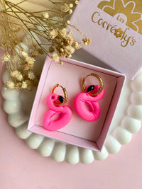 Pampilles MAËLLE bouée flamant rose - boucles d’oreilles interchangeables