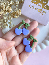 Pampilles cerise bleu lavande SERENA - boucles d’oreilles interchangeables