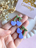 Pampilles cerise bleu lavande SERENA - boucles d’oreilles interchangeables
