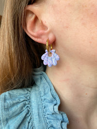 Pampilles JEANINE marbré couleurs lavande, lilas, blanc nacré réversibles - boucles d’oreilles interchangeables