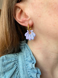 Pampilles JEANINE marbré couleurs lavande, lilas, blanc nacré réversibles - boucles d’oreilles interchangeables