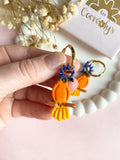Pampilles LÉON perroquets blanc jaune ou perroquets bleu orange jaune - boucles d’oreilles interchangeables
