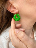 Pampilles BAHLIA jaune mangue ou vert tropical - boucles d’oreilles interchangeables