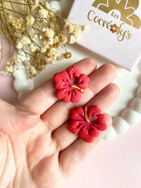 Pampilles PAULA hibiscus rouge ou jaune - boucles d’oreilles interchangeables