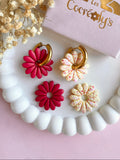 Pampilles APPOLINE rouge cerise ou vanille éclats rouge rose - boucles d’oreilles interchangeables