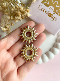 Pampilles GABRIEL petit soleil doré blanc - boucles d’oreilles interchangeables