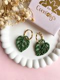 Pampilles ANAÉE feuille monstera - boucles d’oreilles interchangeable