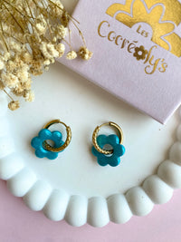 Pampilles MARIETTE blanc nacré ou bleu lagon nacré ou bleu roi - boucles d’oreilles interchangeables