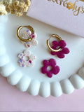Pampilles LAURETTE framboise intense ou beige éclats framboise bleu lavande - boucles d’oreilles interchangeables