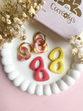 Pampilles AMBRE jaune citron, bois de rose ou marbré - boucles d’oreilles interchangeables