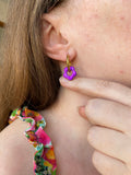 Pampilles FLORETTE métallisées, réversibles - boucles d’oreilles interchangeables