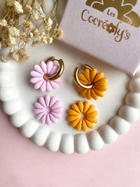 Pampilles APPOLINE rose doux ou jaune soleil - boucles d’oreilles interchangeables