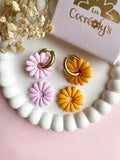 Pampilles APPOLINE rose doux ou jaune soleil - boucles d’oreilles interchangeables