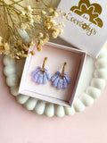Pampilles JEANINE marbré couleurs lavande, lilas, blanc nacré réversibles - boucles d’oreilles interchangeables