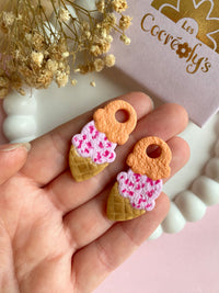 Pampilles SÉLIA glace double boule fruits rouges abricot - boucles d’oreilles interchangeables