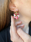 Pampilles FLORALIE réversibles écru cerises - boucles d’oreilles interchangeables