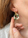 Pampilles AMBRE beige effet sable motifs palmiers cocos - boucles d’oreilles interchangeables