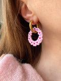 Pampilles ROSALIE rose pétale et framboise - boucles d’oreilles interchangeables