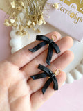 Pampilles BONNIE noeud effet ruban noir intense - boucles d’oreilles interchangeables