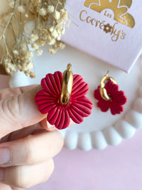 Pampilles ODINA rouge cerise ou vanille éclats rouge rose - boucles d’oreilles interchangeables