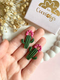 Pampilles ORIANA petit cactus simple ou avec fleur - boucles d’oreilles interchangeables