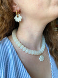 Pampilles JEANINE blanc nacré + pampilles perle d'eau douce - boucles d’oreilles interchangeables