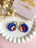 Pampilles APPOLINE bleu roi + FLORETTE blanc rouge - boucles d’oreilles interchangeables