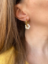 Pampilles FLORETTE doré ou blanche éclats dorés - boucles d’oreilles interchangeables