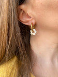 Pampilles FLORETTE doré ou blanche éclats dorés - boucles d’oreilles interchangeables