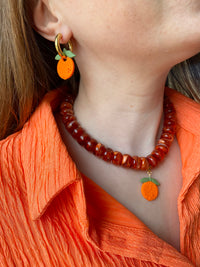 Pampilles orange SERENA réversibles - boucles d’oreilles interchangeables
